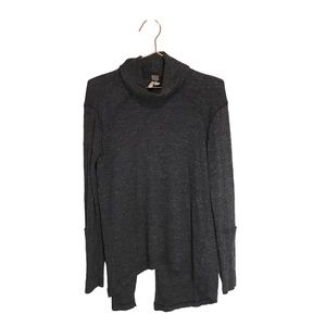 We the free cowl neck dark gray sweater with slit detail in back long sl…